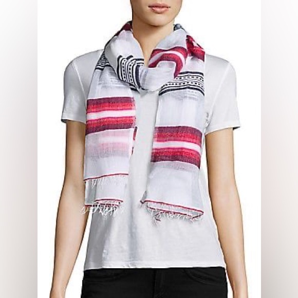Lemlem By Liya Kebede Ethiopian Striped Cotton Gauze Scarf Stripes & Dots Shawl - Picture 1 of 6